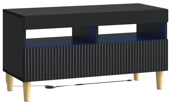 LED TV szekrény Fekete Szerelt Fa