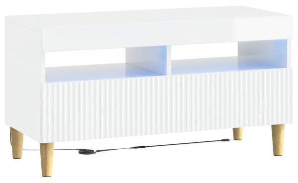 LED TV szekrény Magasfényű Fehér Szerelt Fa