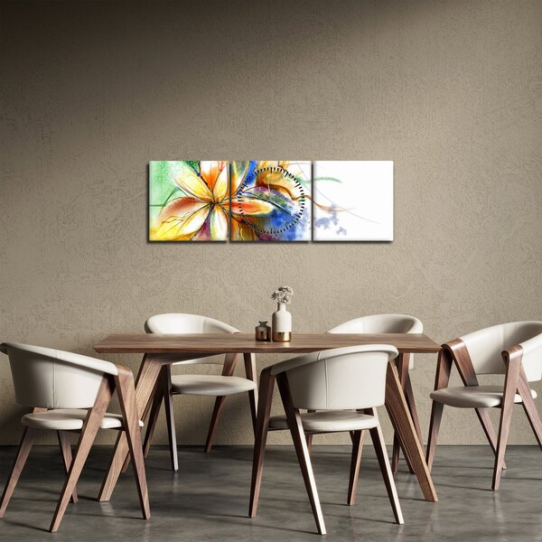 Kép - Virág (órával) (90x30 cm)