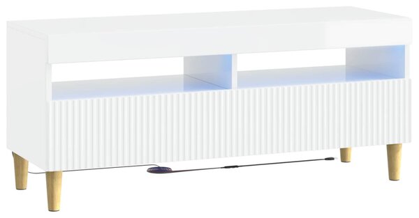 LED TV szekrény Magasfényű Fehér Szerelt Fa