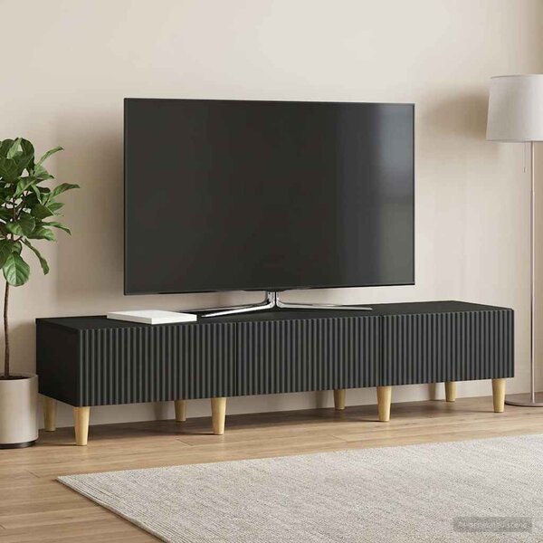 TV szekrény 147 x 34,5 x 30 cm Fekete Szerelt Fa