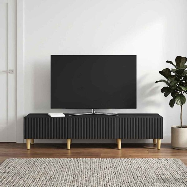 TV szekrény 147 x 34,5 x 30 cm Fekete Szerelt Fa
