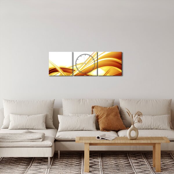 Kép - Sárga absztrakció (órával) (90x30 cm)
