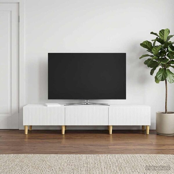 TV szekrény Magasfényű Fehér 147 x 34,5 x 30 cm Szerelt Fa