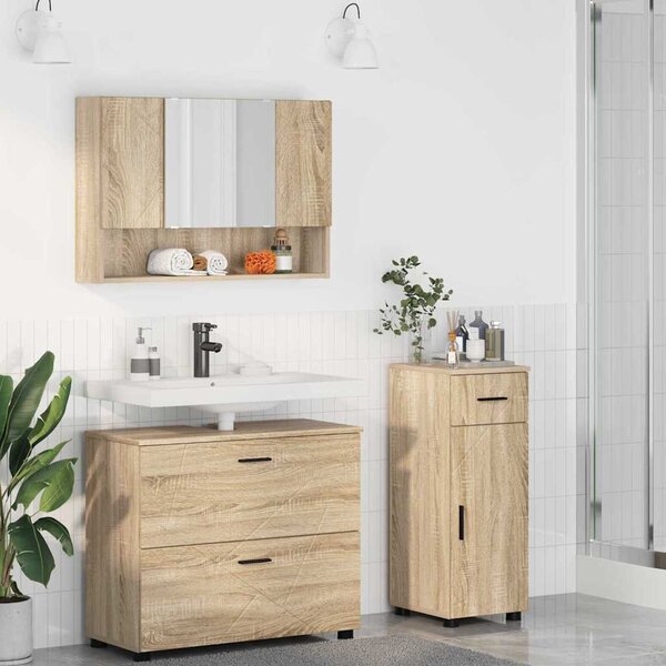 Fürdőszoba bútor szett 3 db Sonoma tölgy Mérnöki fa és fém