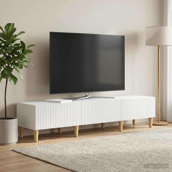 TV szekrény Magasfényű Fehér 147 x 34,5 x 30 cm Szerelt Fa
