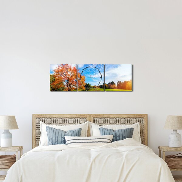 Kép - Őszi táj (órával) (90x30 cm)