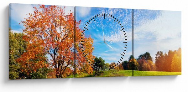 Kép - Őszi táj (órával) (90x30 cm)