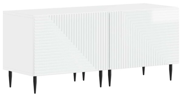 3 darabos LED TV szekrény Magasfényű Fehér Szerelt Fa