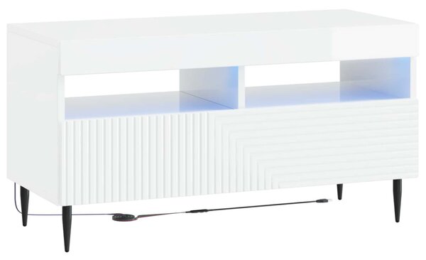 3 darabos LED TV szekrény Magasfényű Fehér Szerelt Fa