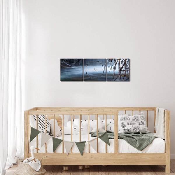Egy téli lagúna képe (órával) (90x30 cm)