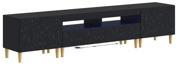 3 darabos LED TV szekrény DELFT Fekete Szerelt Fa