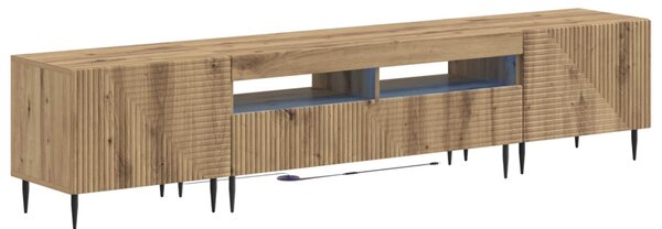 3 darabos LED TV szekrény Kézműves Tölgy Szerelt Fa