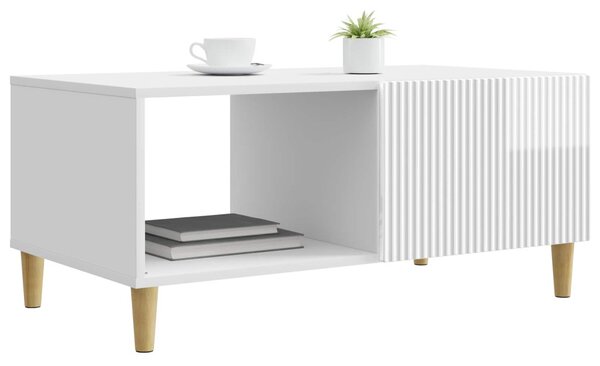 Dohányzóasztal Magasfényű Fehér 90 x 50 x 40 cm Szerelt Fa
