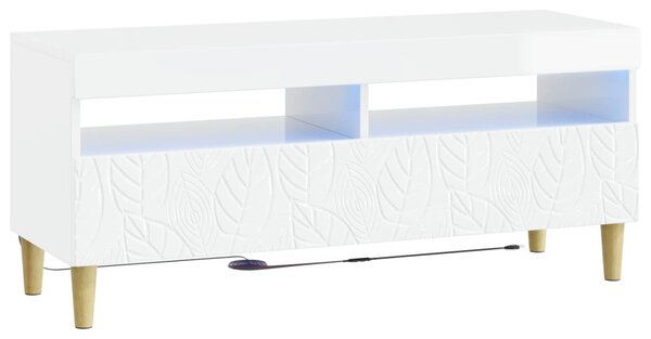 LED TV szekrény Magasfényű Fehér Szerelt Fa