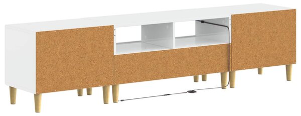 3 darabos LED TV szekrény DELFT Magasfényű Fehér Szerelt Fa