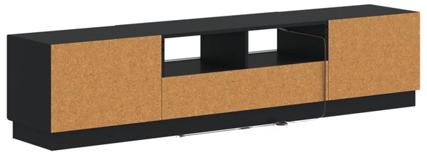 5 darabos LED TV szekrény Fekete Szerelt Fa