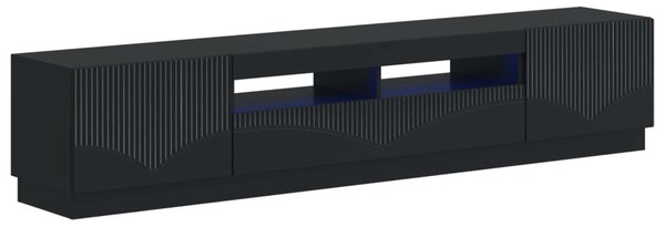 5 darabos LED TV szekrény Fekete Szerelt Fa