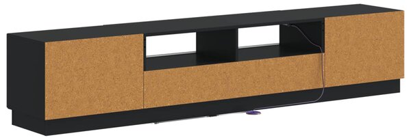 5 darabos LED TV szekrény Fekete Szerelt Fa