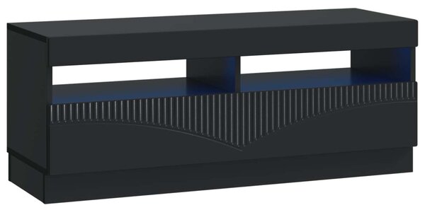 5 darabos LED TV szekrény Fekete Szerelt Fa