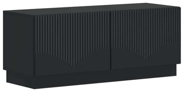 5 darabos LED TV szekrény Fekete Szerelt Fa