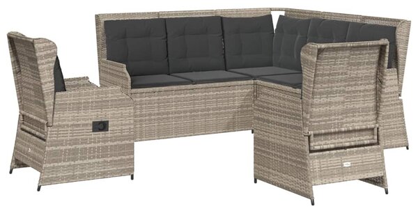 5 részes világosszürke polyrattan kerti ülőgarnitúra párnákkal