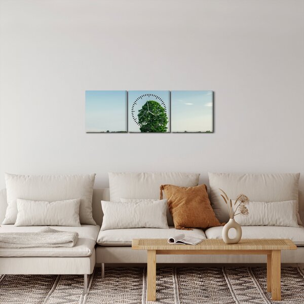 Egy fa képe egy rét közepén (órával) (90x30 cm)