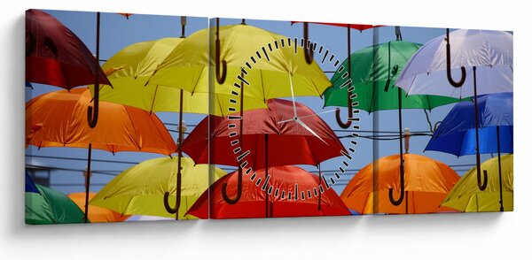 Színes esernyők képe (órával) (90x30 cm)