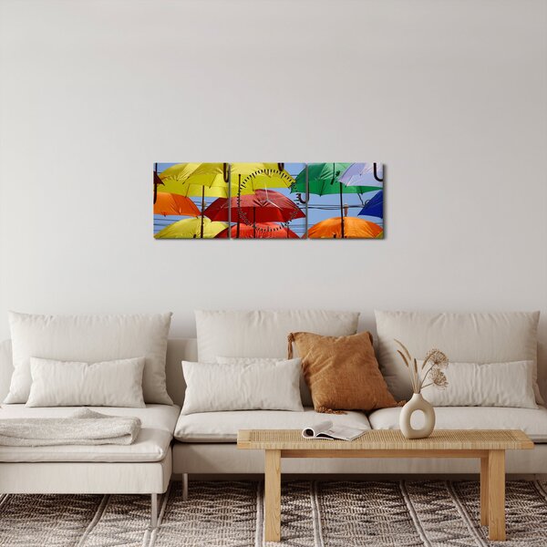Színes esernyők képe (órával) (90x30 cm)