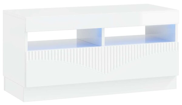 5 darabos LED TV szekrény Magasfényű Fehér Szerelt Fa