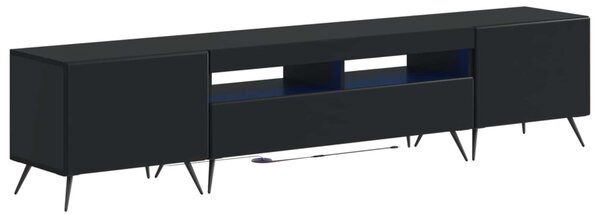 5 darabos LED TV szekrény Fekete Szerelt Fa