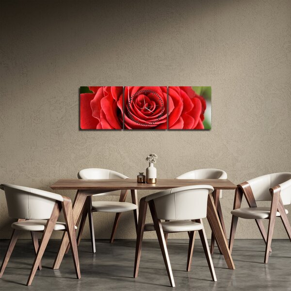 Egy rózsa virág képe (órával) (90x30 cm)