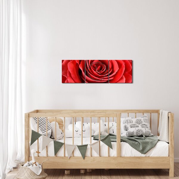 Egy rózsa virág képe (órával) (90x30 cm)