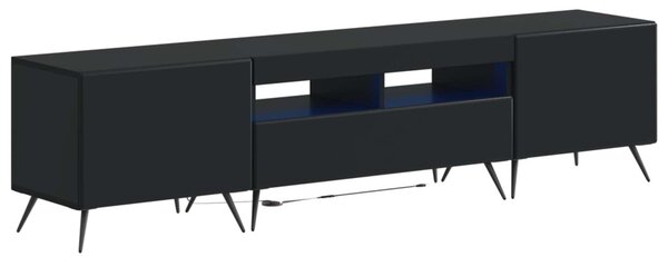 5 darabos LED TV szekrény Fekete Szerelt Fa