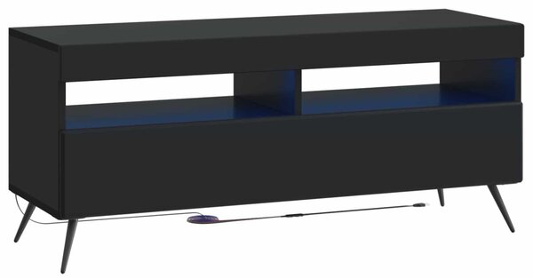 5 darabos LED TV szekrény Fekete Szerelt Fa