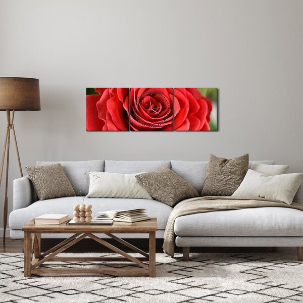 Egy rózsa virág képe (órával) (90x30 cm)