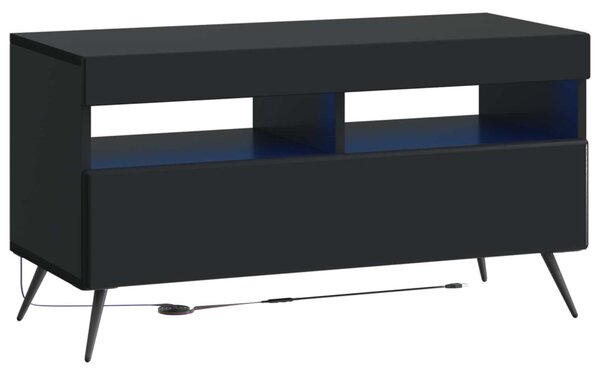 5 darabos LED TV szekrény Fekete Szerelt Fa