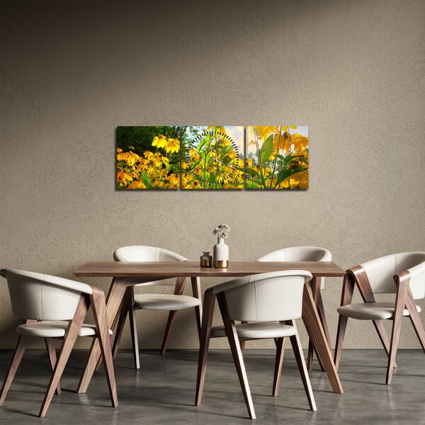 Sárga virágok képe (órával) (90x30 cm)