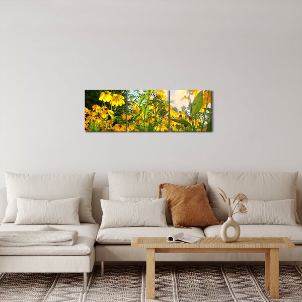 Sárga virágok képe (órával) (90x30 cm)