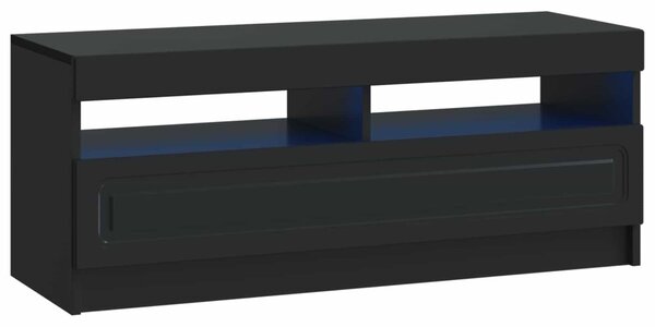 5 darabos LED TV szekrény Fekete Szerelt Fa