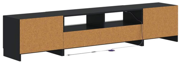 5 darabos LED TV szekrény Fekete Szerelt Fa