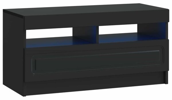 5 darabos LED TV szekrény Fekete Szerelt Fa