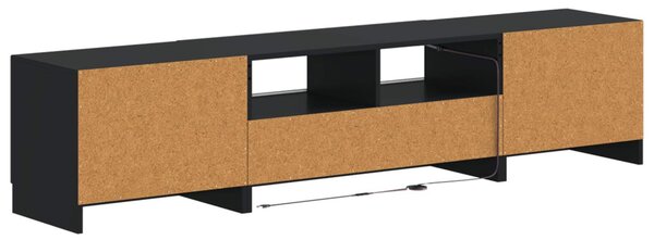 5 darabos LED TV szekrény Fekete Szerelt Fa