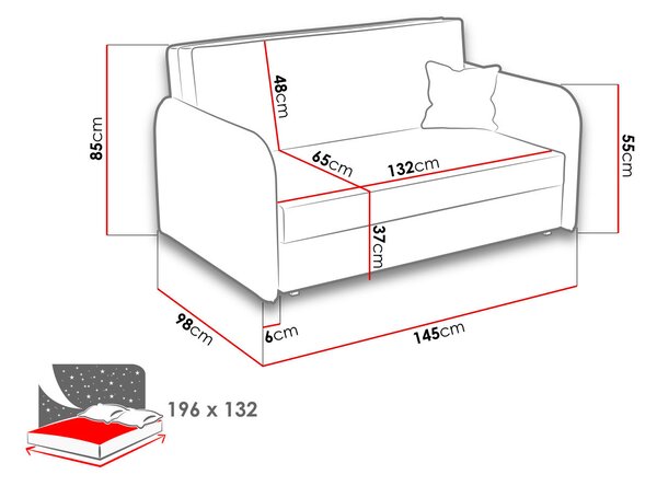 BELA LOFT 3 kétszemélyes kanapéágy - kék