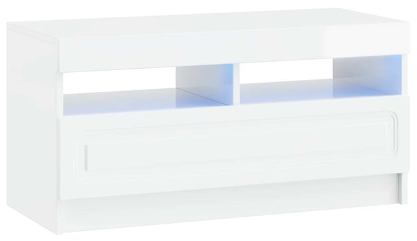 5 darabos LED TV szekrény Magasfényű Fehér Szerelt Fa