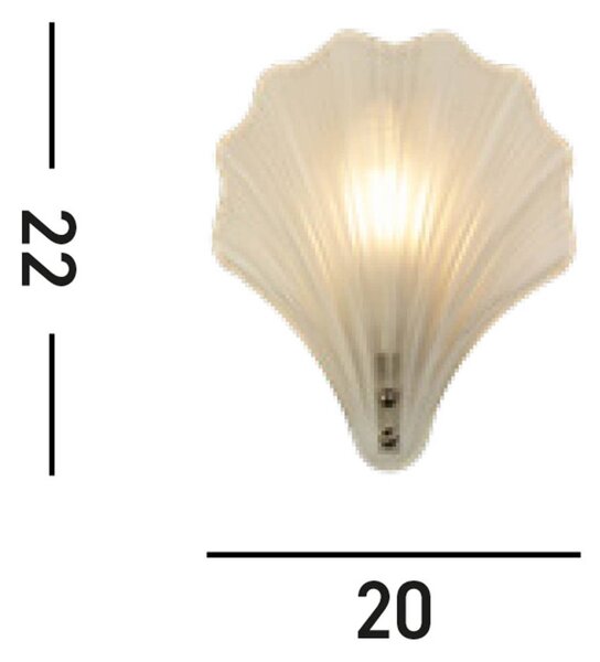 Searchlight Kagyló fali lámpa, fehér szatírozott, kagyló alakú, üveg, IP44, dimmelhető, Fehér / opál, Fürdőszoba, Üveg
