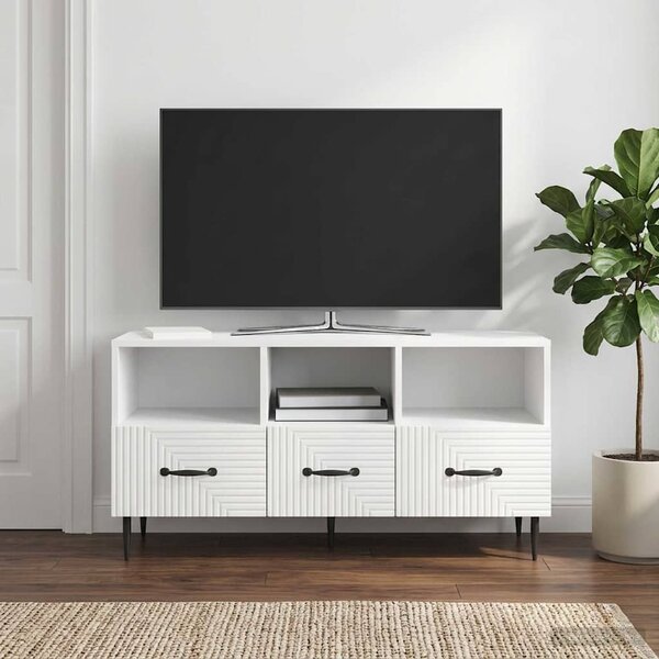 TV szekrény Magasfényű Fehér 102 x 34,5 x 50 cm Szerelt Fa