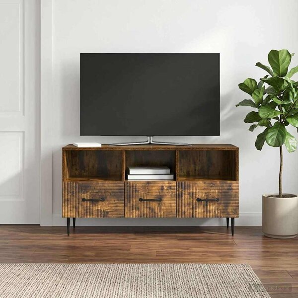 TV szekrény fiókkal Füstös Tölgy 102 x 34,5 x 50 cm Szerelt Fa