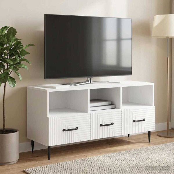 TV szekrény Magasfényű Fehér 102 x 34,5 x 50 cm Szerelt Fa