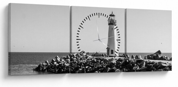 Kép - Világítótorony a tengerparton, Santa Cruz, California (órával) (90x30 cm)
